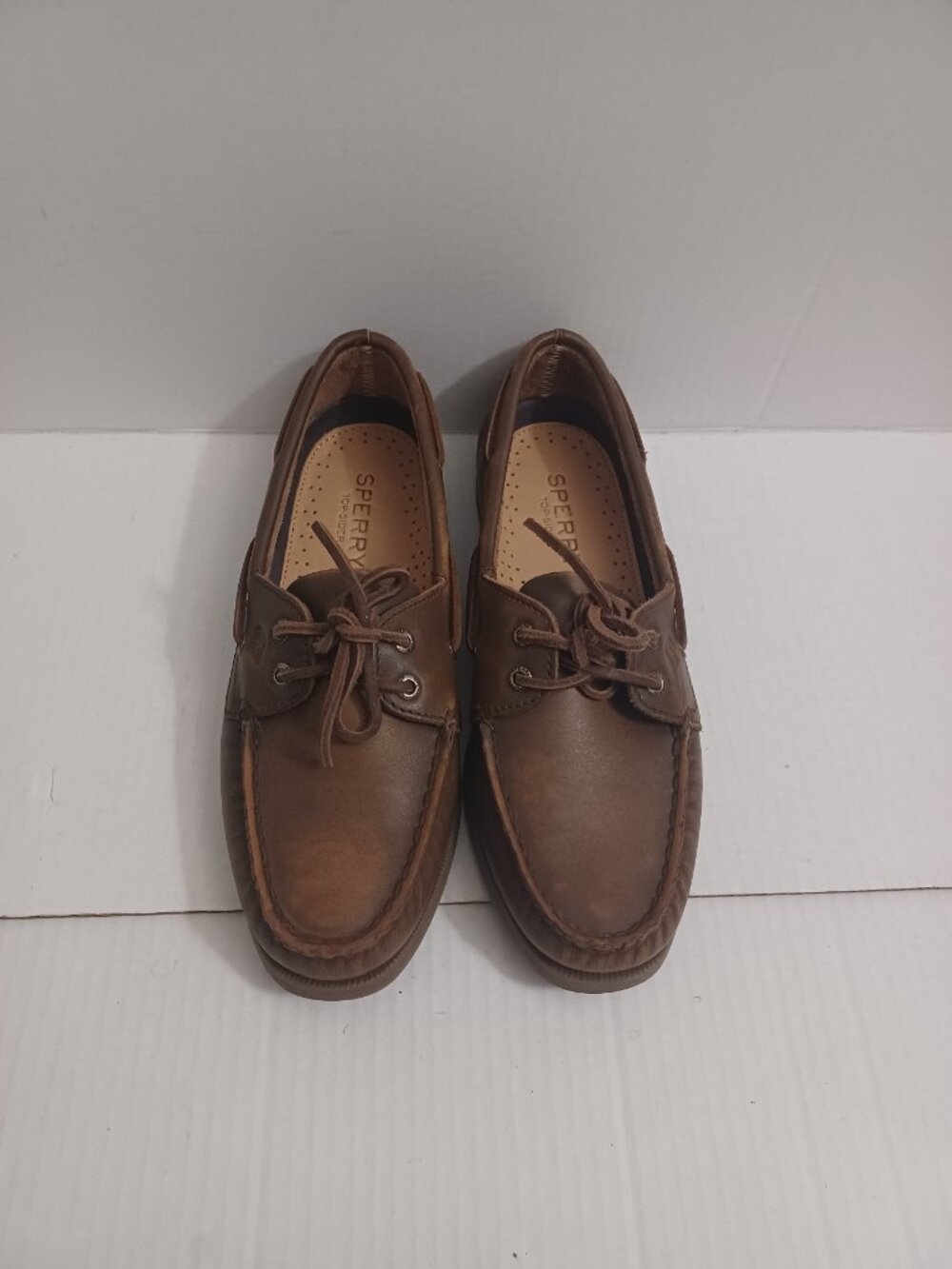 SPERRY AUTHENTIC ORIGINAL 2 EYE LEATHER BOAT SHOES BROWN SIZE 8